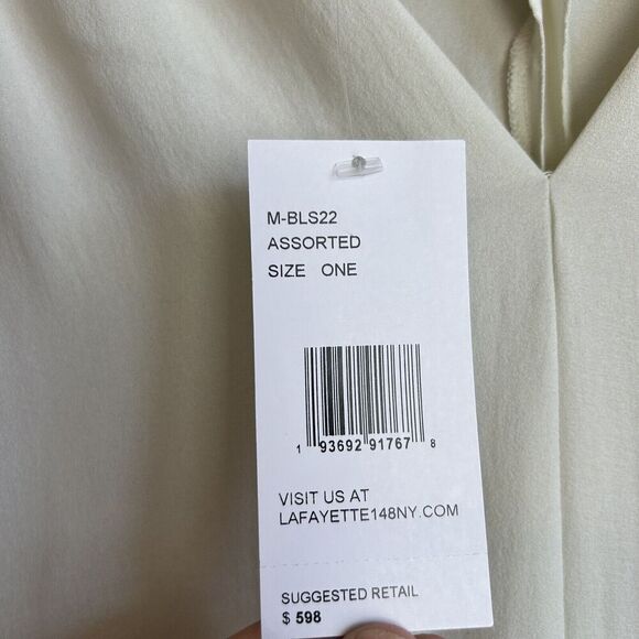 Lafayette 148 New York Top Womens Medium Ivory Silk Sleeveless Blouse V-neck NEW - Picture 7 of 8